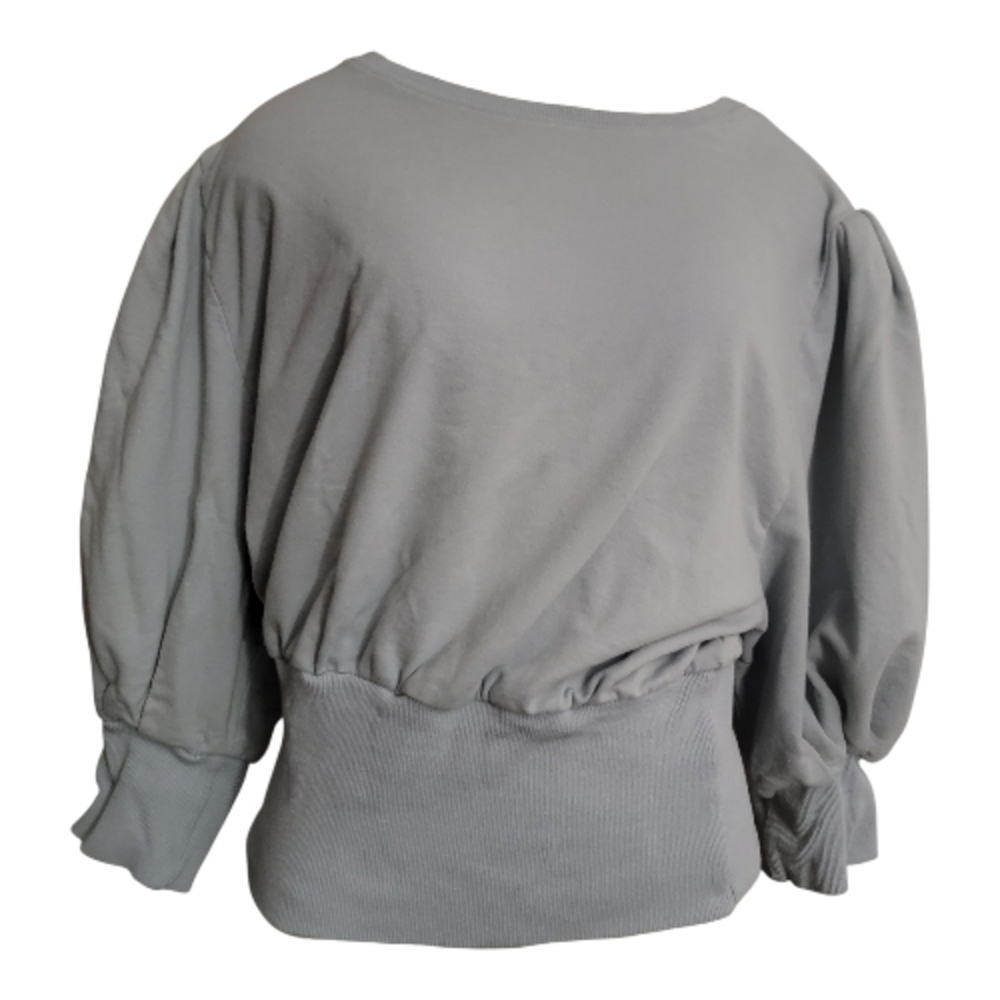 Sugar Light Blue Balloon 3/4 Sleeve Cropped Sweatshirt